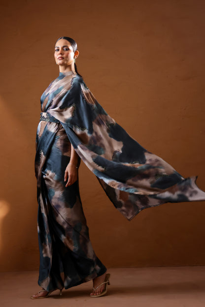 Patina collar pallu sari