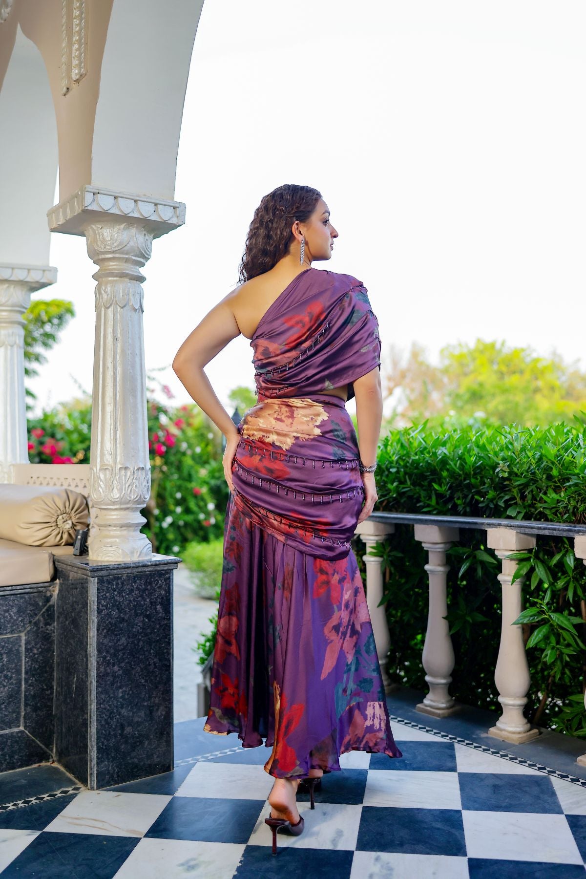 Meher draped skirt set