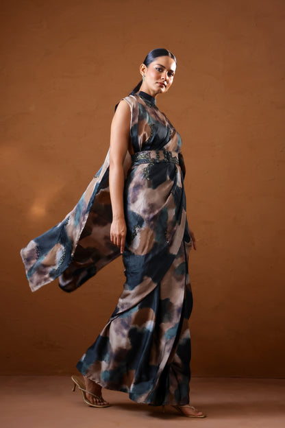 Patina collar pallu sari