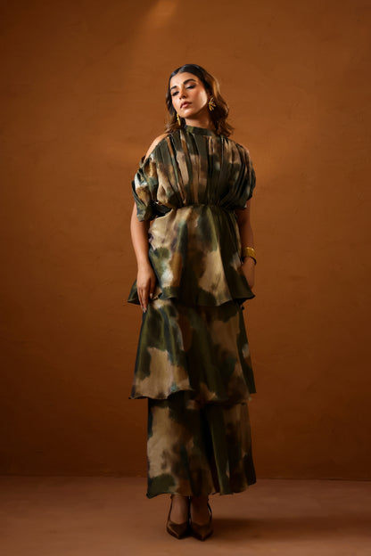 Patina hand draped gown