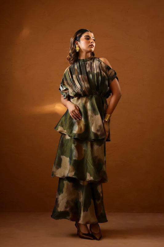 Patina hand draped gown