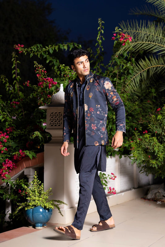 Noor kurta set paired with an embellished jacket