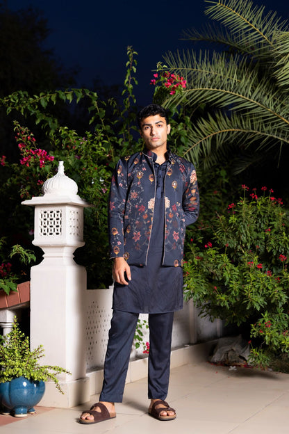 Noor kurta set paired with an embellished jacket