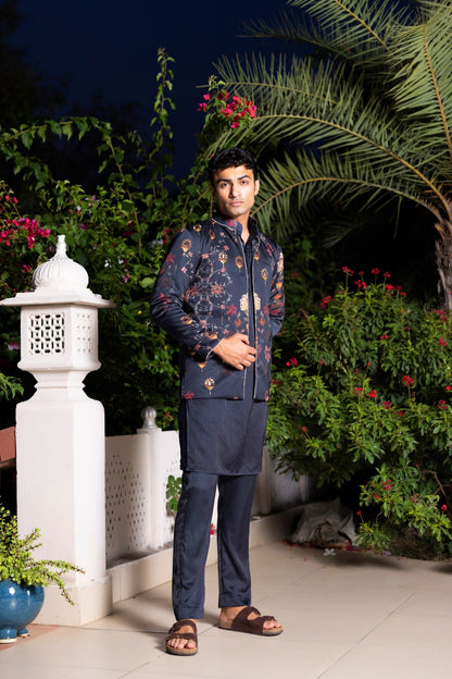 Noor kurta set paired with an embellished jacket