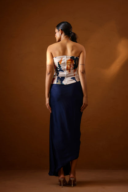 Pardesi Embroidered corset with draped skirt