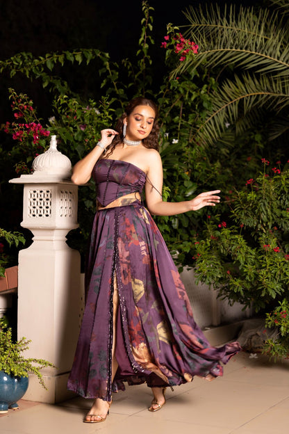 Meher embellished corset and kalidar skirt set