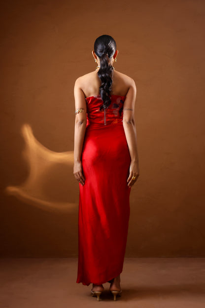 Malabari Embroidered corset with draped skirt