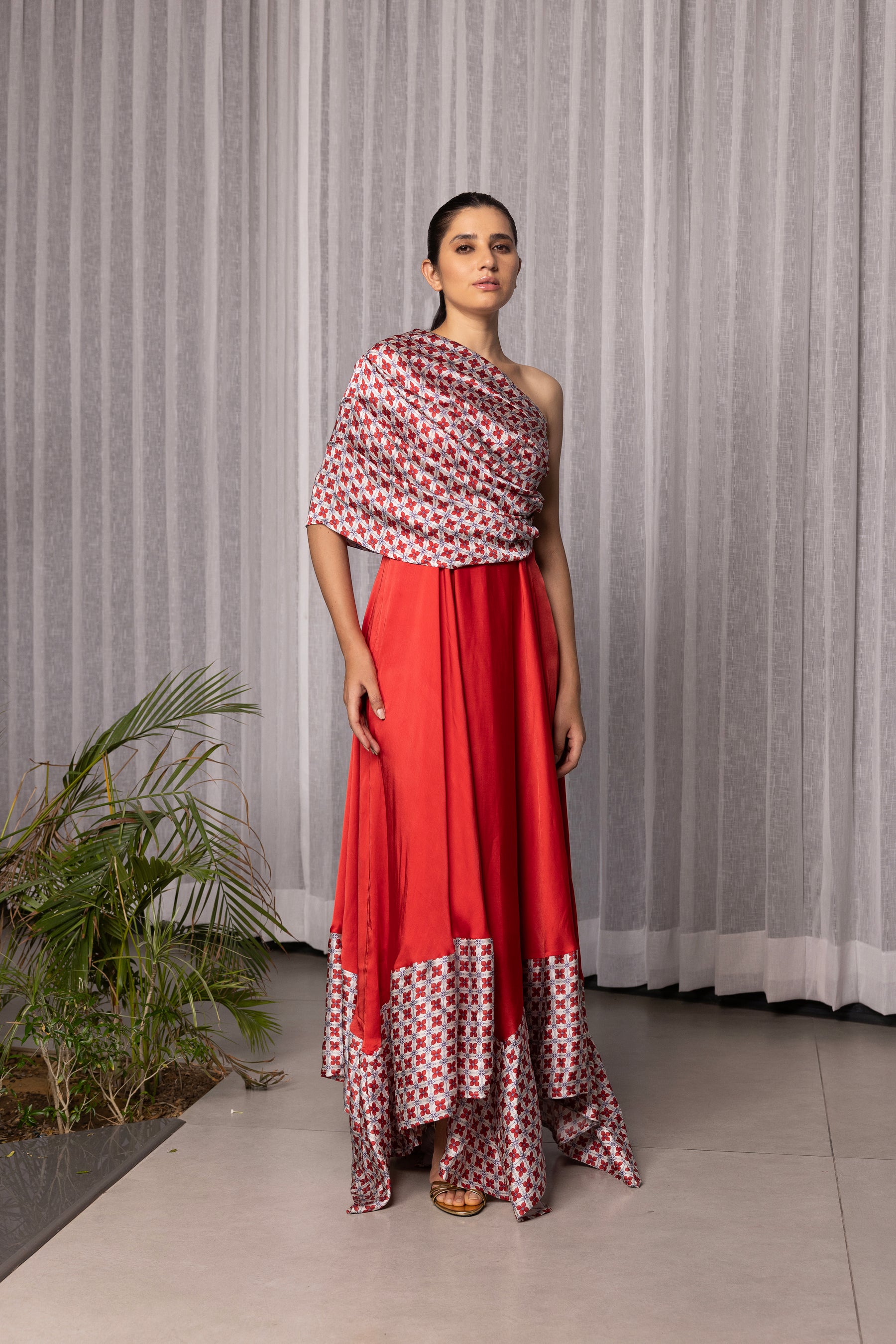 Amaryllis one-shoulder gown - Studio Surbhi