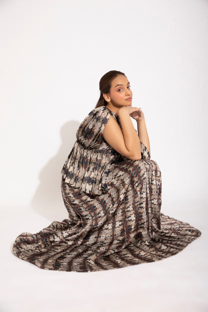 Drape blouse and Skirt