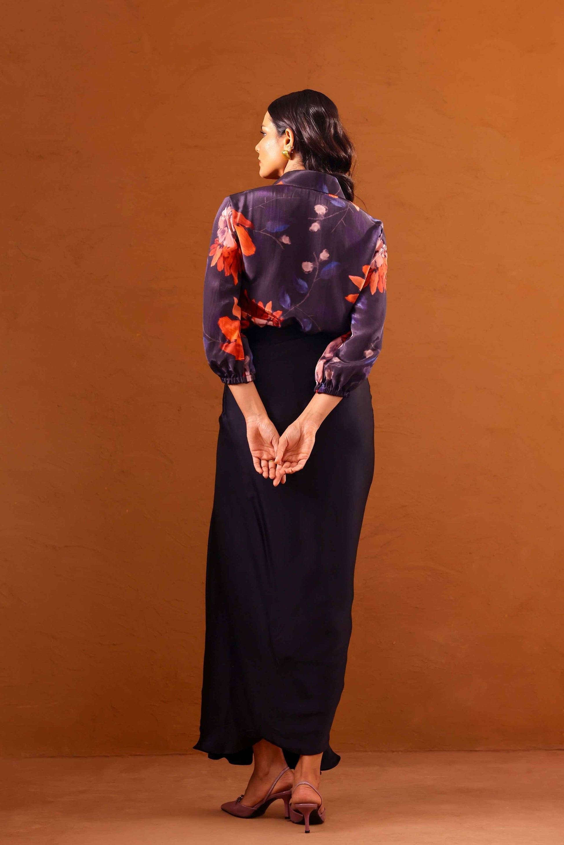 Clavo Embroidered shirt with draped skirt - Studio Surbhi