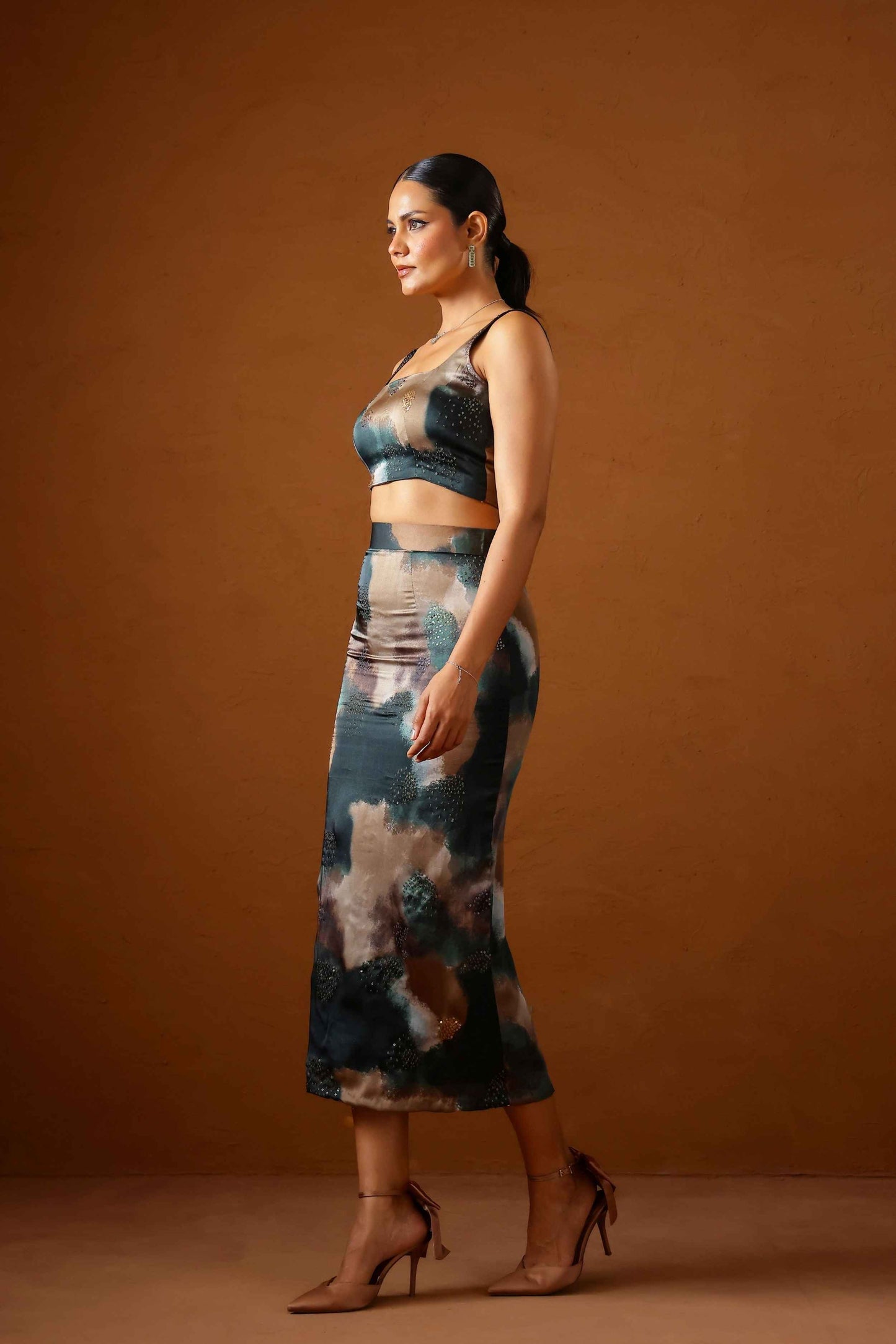 Patina Embroidered corset with midi skirt