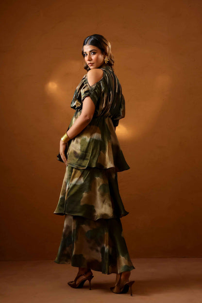 Patina hand draped gown