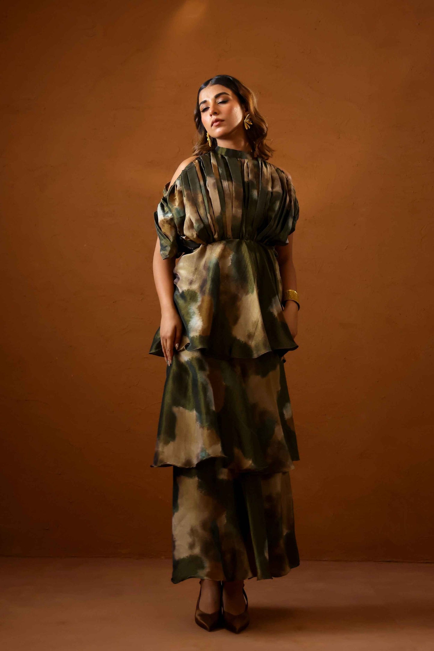 Patina hand draped gown