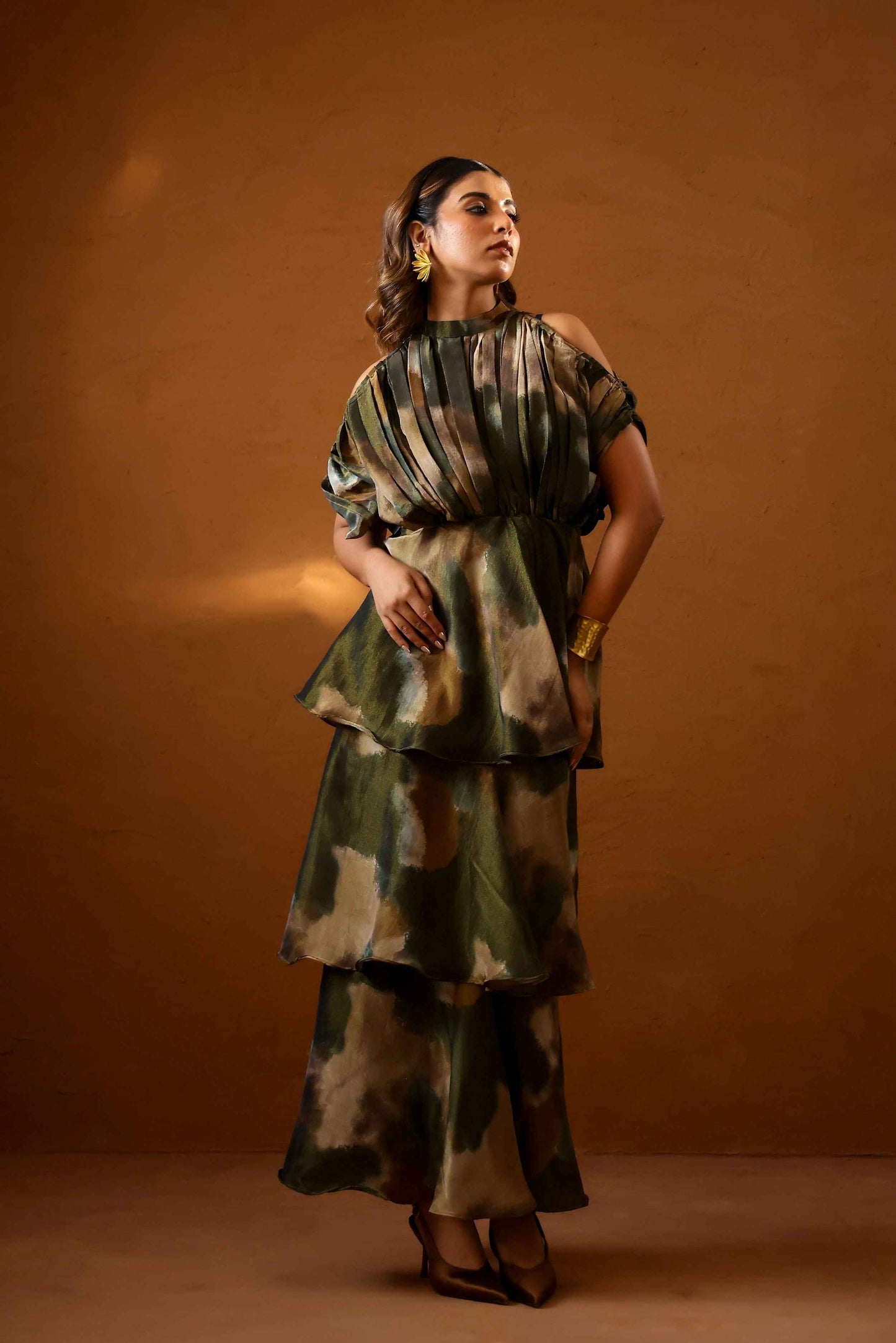 Patina hand draped gown