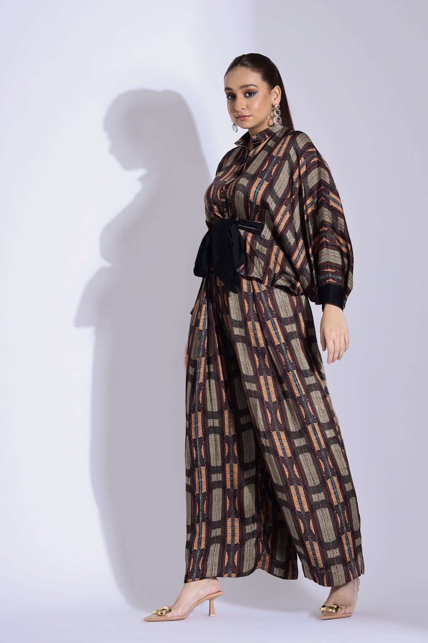 Kimono shirt and pleated pants