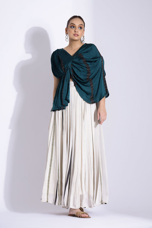 Drape blouse and skirt