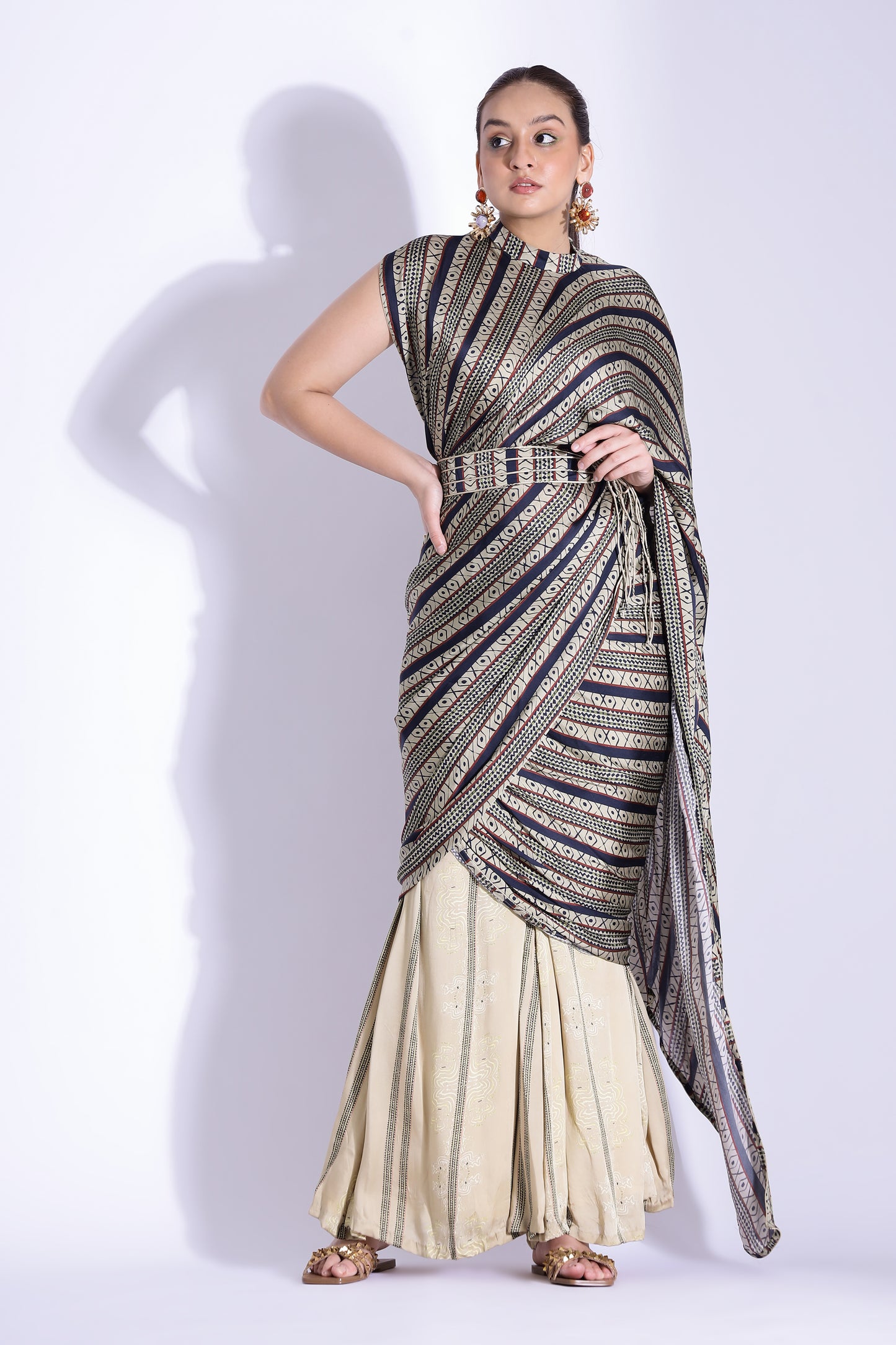 Collar pallu pant sari