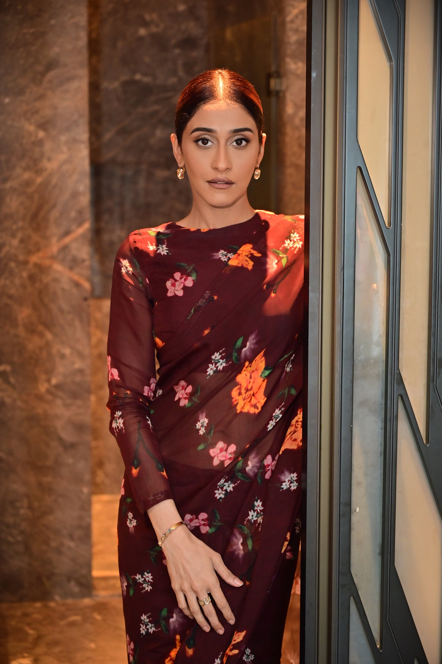 Regena Cassandrra in Scarlett organza saree