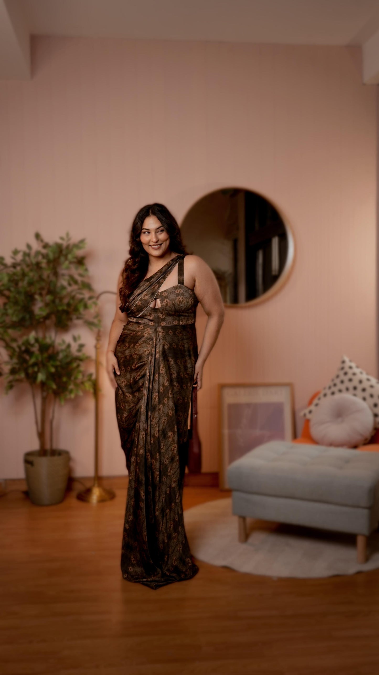 Sakshi Sindhwani in Bustier-Sari Gown