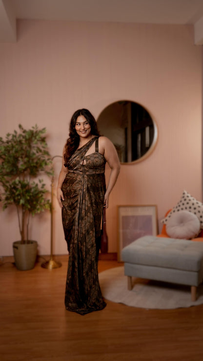 Sakshi Sindhwani in Bustier-Sari Gown