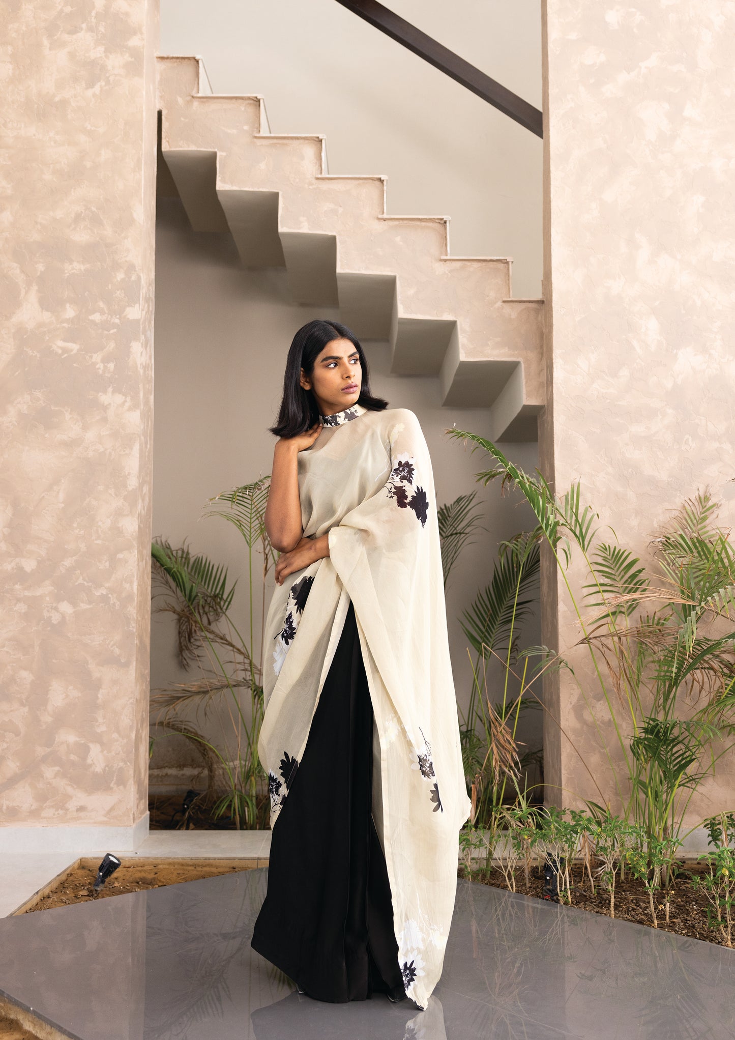 Capri collar pallu sari