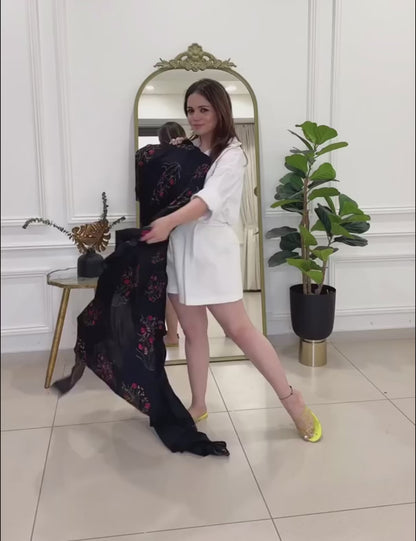 Heena Somani in Boota pre-stitched collar pallu saree