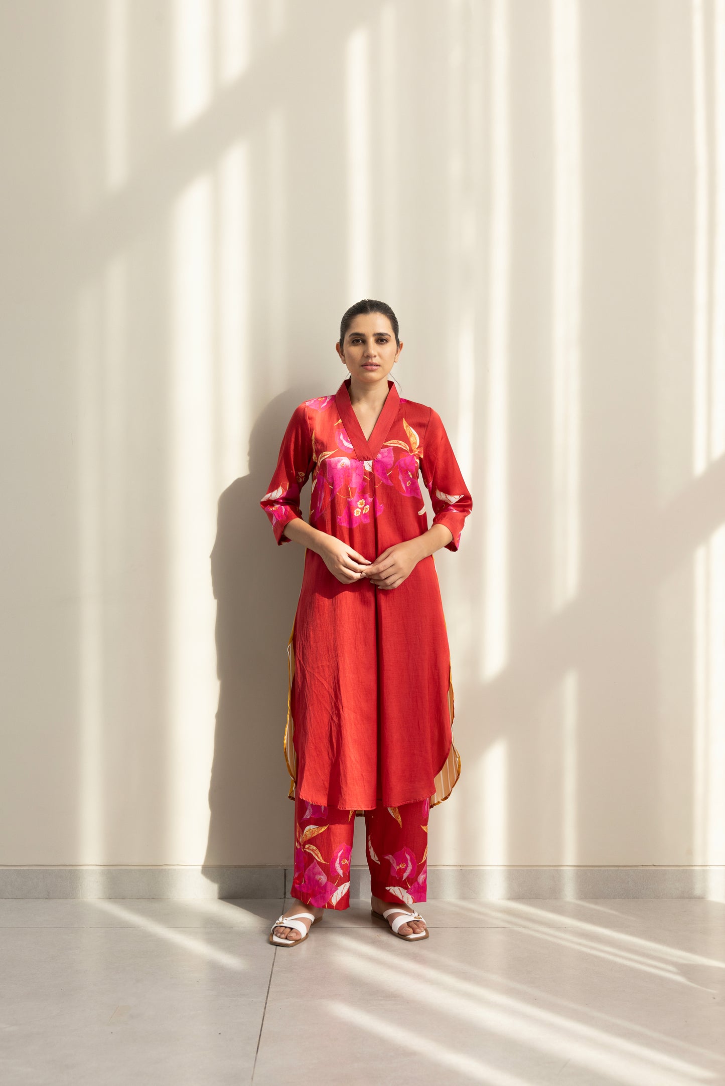 La bougainvillea color block kurta set