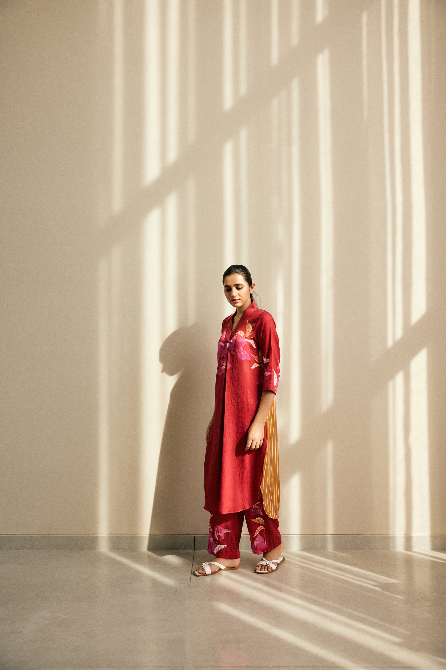 La bougainvillea color block kurta set