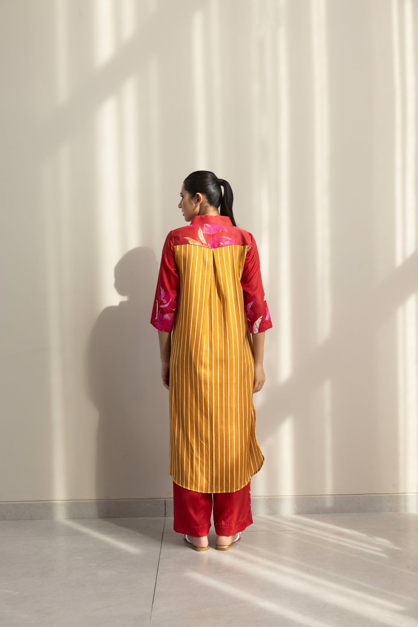 La bougainvillea color block kurta set