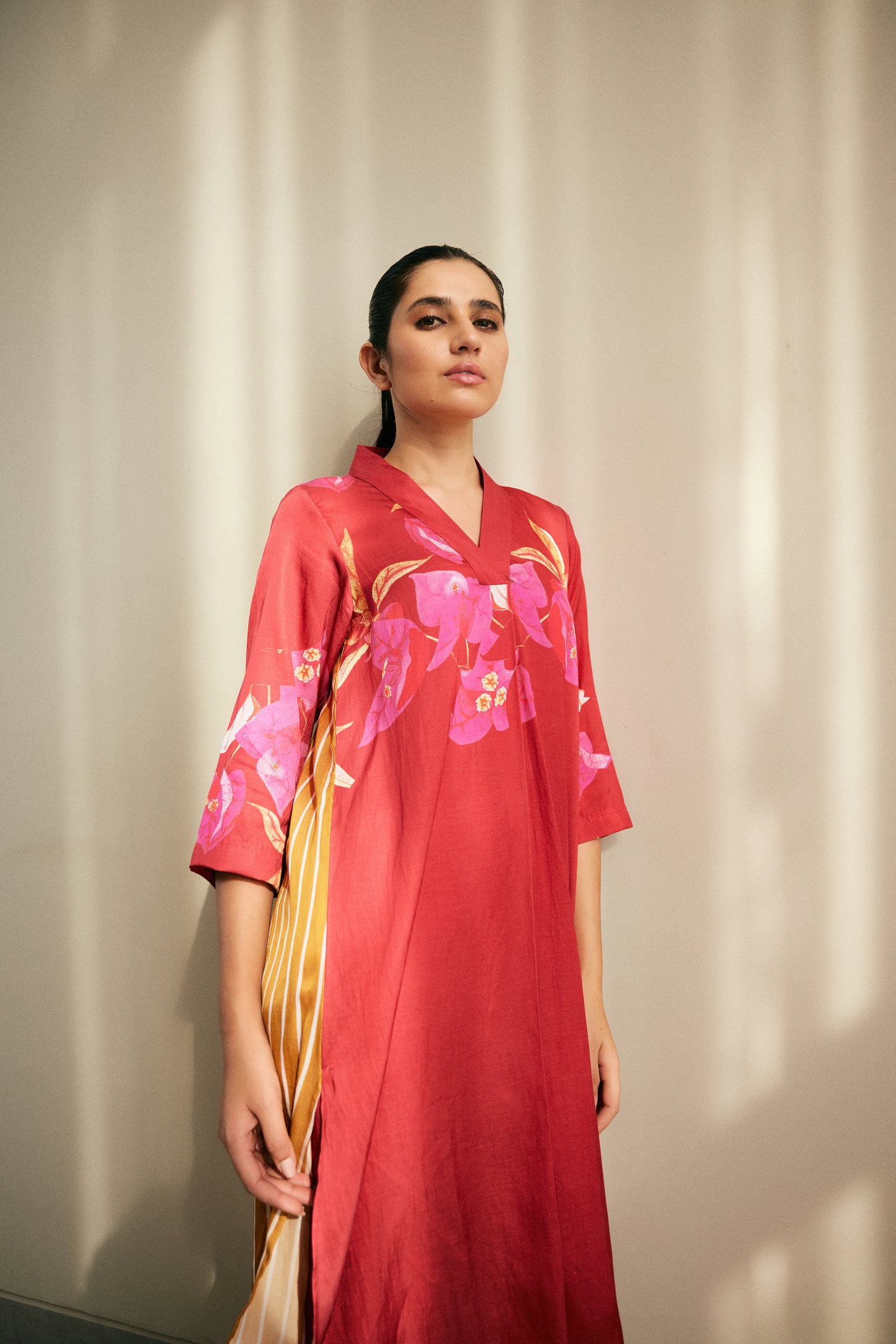 La bougainvillea color block kurta set