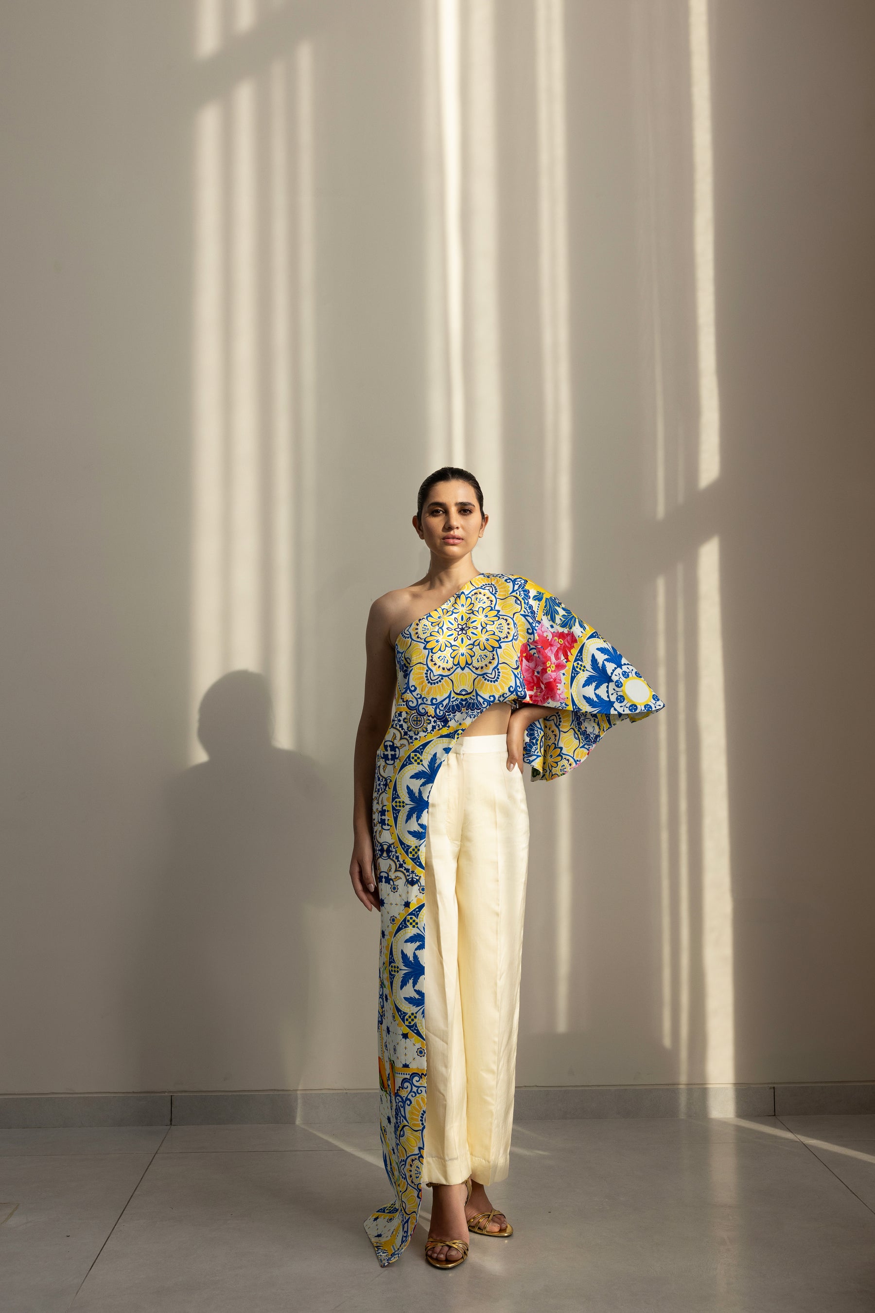 Amalfi one-shoulder top with pants - Studio Surbhi